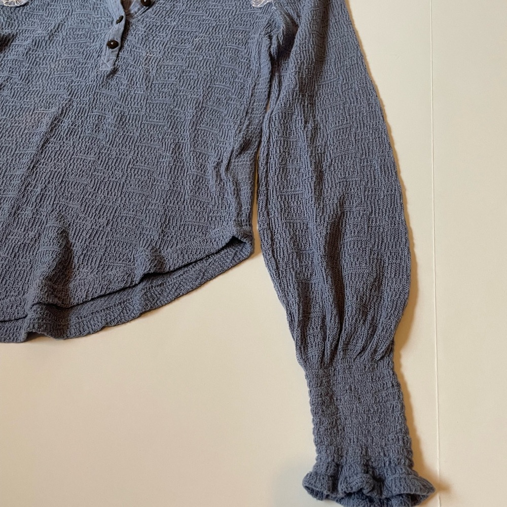Free People Easy Breezy Long Sleeve Henley in Dusk Blue - Picture 9 of 11